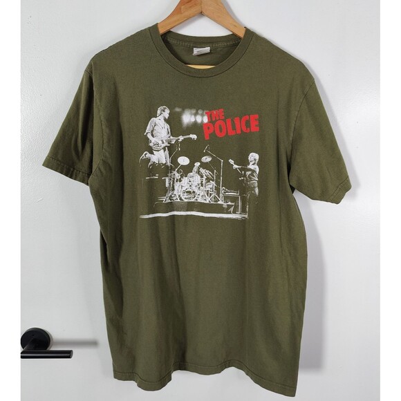 Vintage The Police 2008 Tour Rock Band Green T-Shirt XL y2k Bayisland - Picture 1 of 7